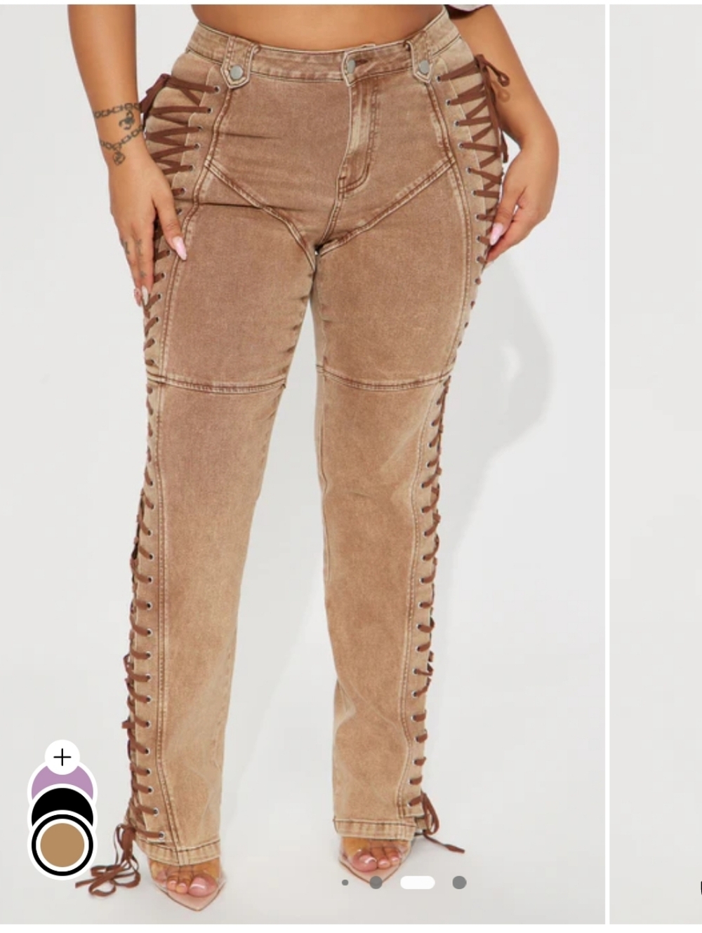 After Hours Lace Up Flare Pant - Khaki